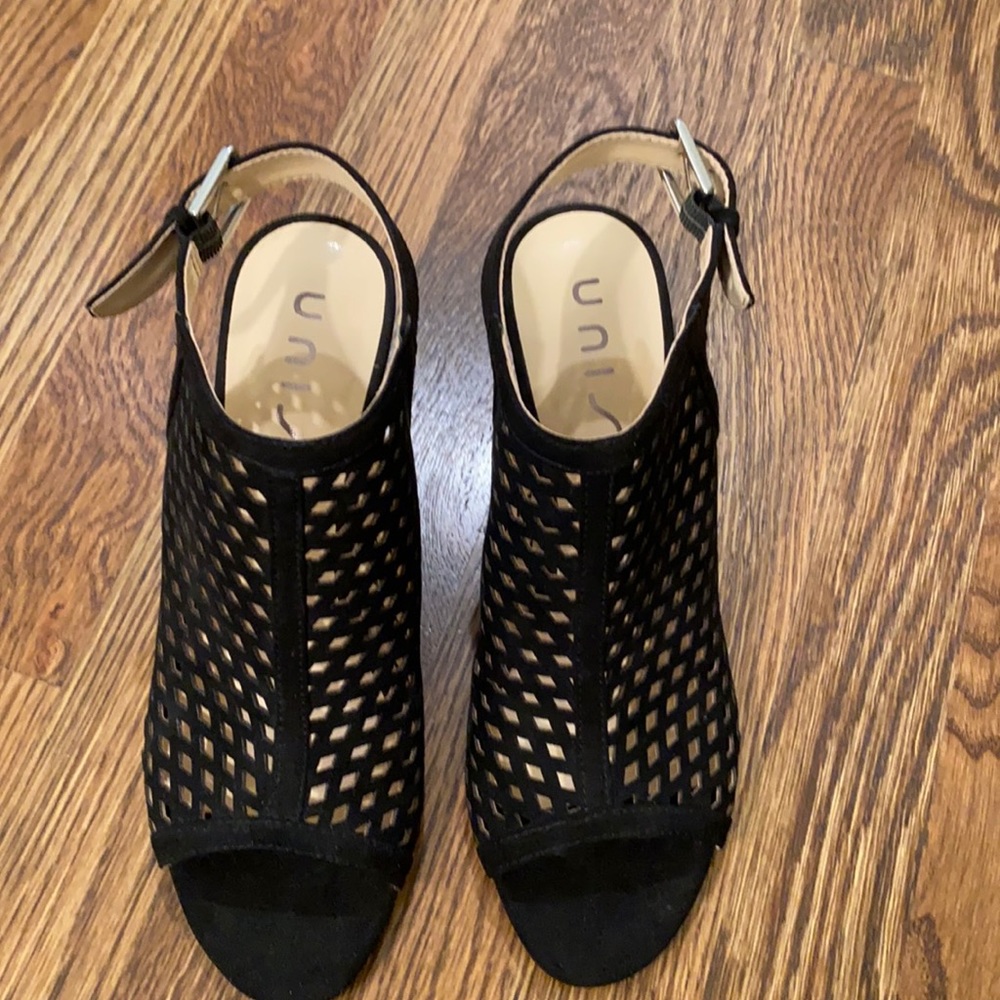 Unisa black suede heel.